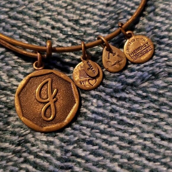 Alex and Ani Gold Tone "J" Initial Bangle Bracelet‎ - Picture 2 of 3